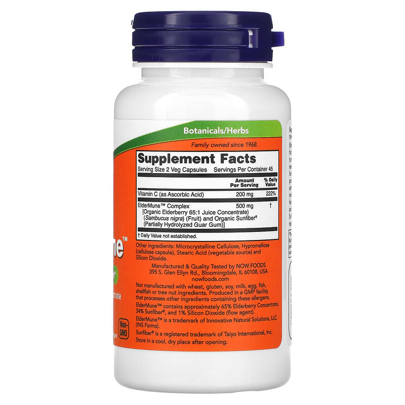 NOW Foods, ElderMune, Immune System Support, 90 Veg Capsules 733739046642