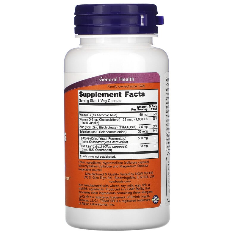 NOW Foods, EpiCor Plus Immunity, 60 Veg Capsules 733739030375