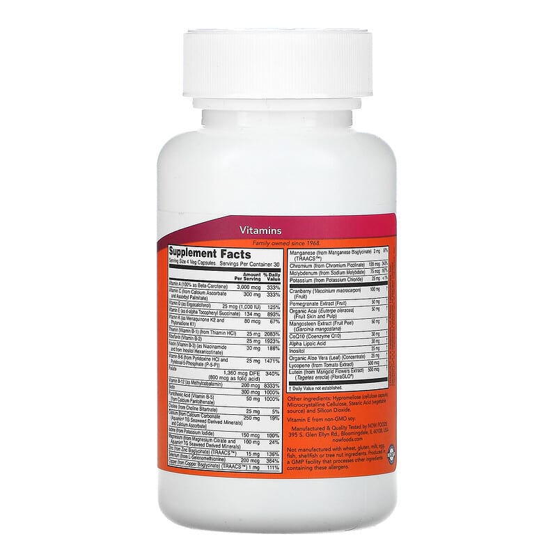 NOW Foods, Eve Capsules, Superior Women's Multi, Iron-Free, 120 Veg Capsules 733739037985