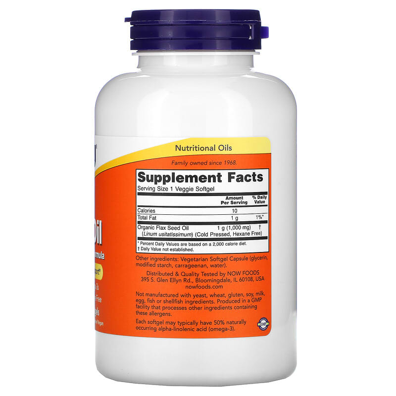 NOW Foods, Flax Oil, 1,000 mg, 120 Veggie Softgels 733739017734