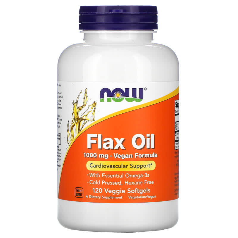 NOW Foods Flax Oil 1,000 mg 120 Veggie Softgels 733739017734