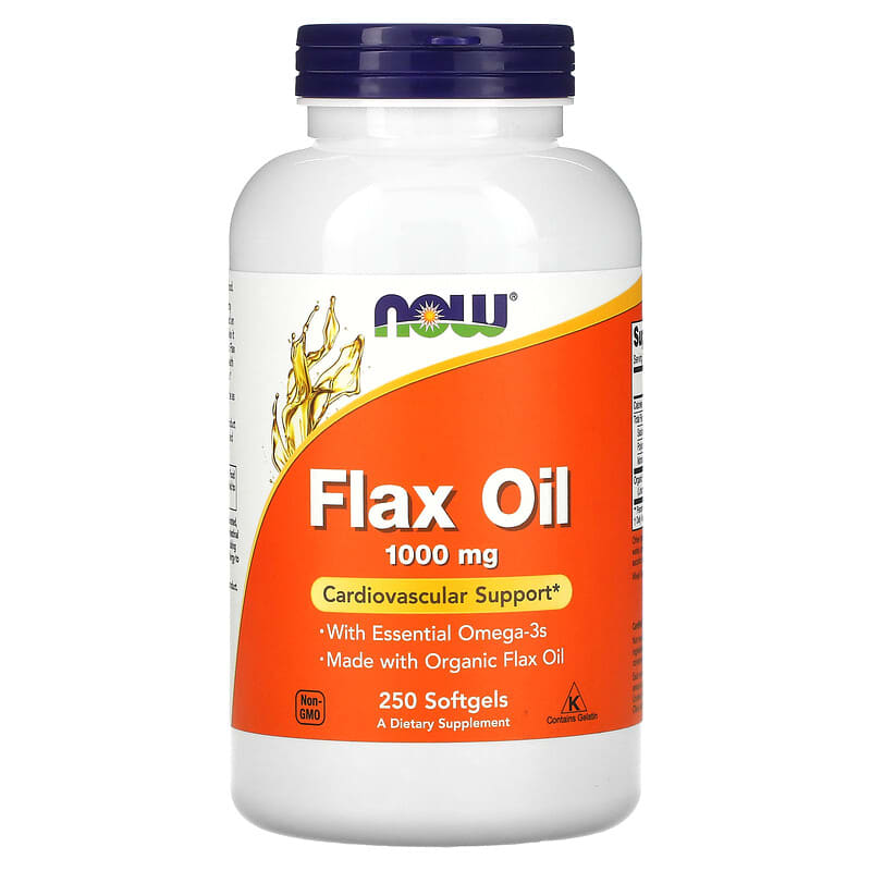 NOW Foods Flax Oil with Essential Omega-3's 1,000 mg 250 Softgels 733739017727
