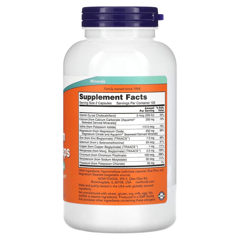 NOW Foods, Full Spectrum Minerals Caps, 240 Capsules 733739015457