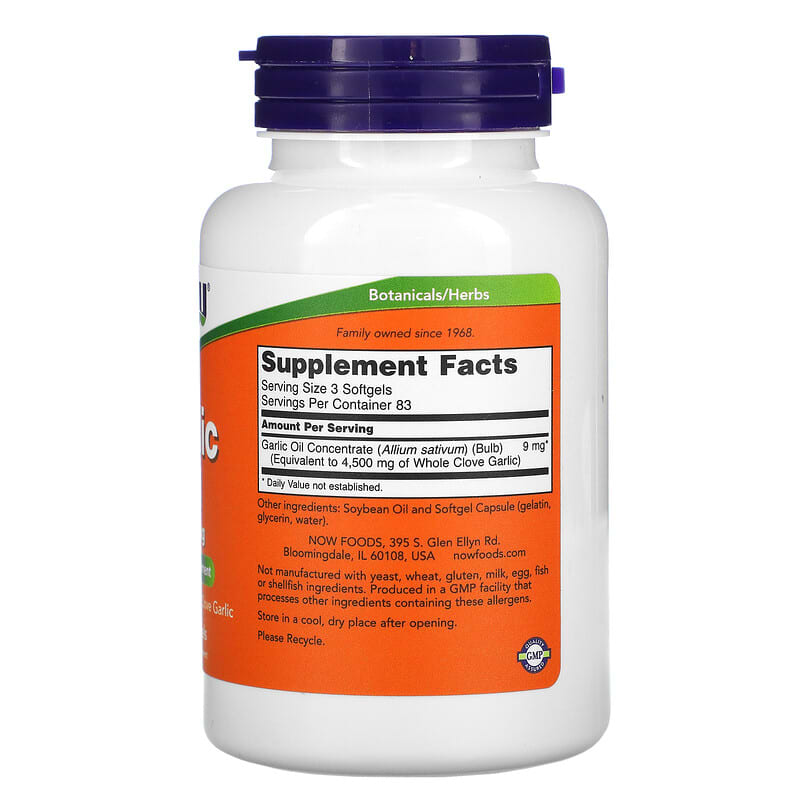 NOW Foods, Garlic Oil, 1,500 mg, 250 Softgels 733739017925
