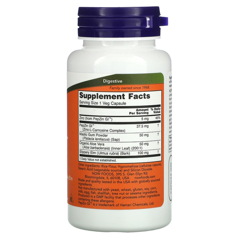 NOW Foods, Gastro Comfort with PepZin GI, 60 Veg Capsules 733739035202