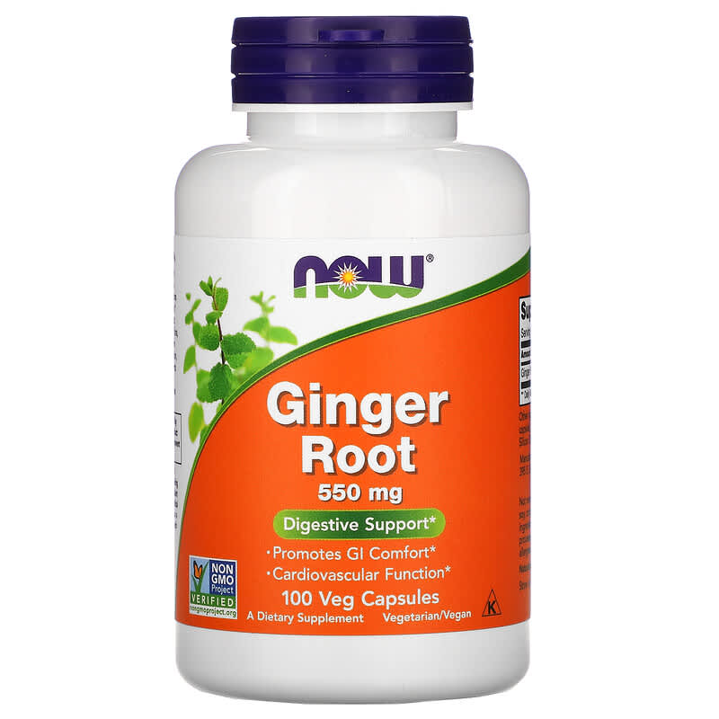 NOW Foods Ginger Root 550 mg 100 Veg Capsules 733739046802