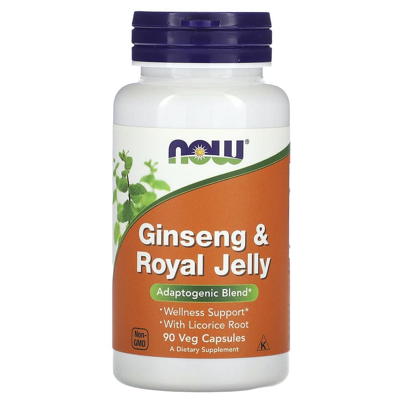 NOW Foods Ginseng & Royal Jelly 90 Veg Capsules 733739040077