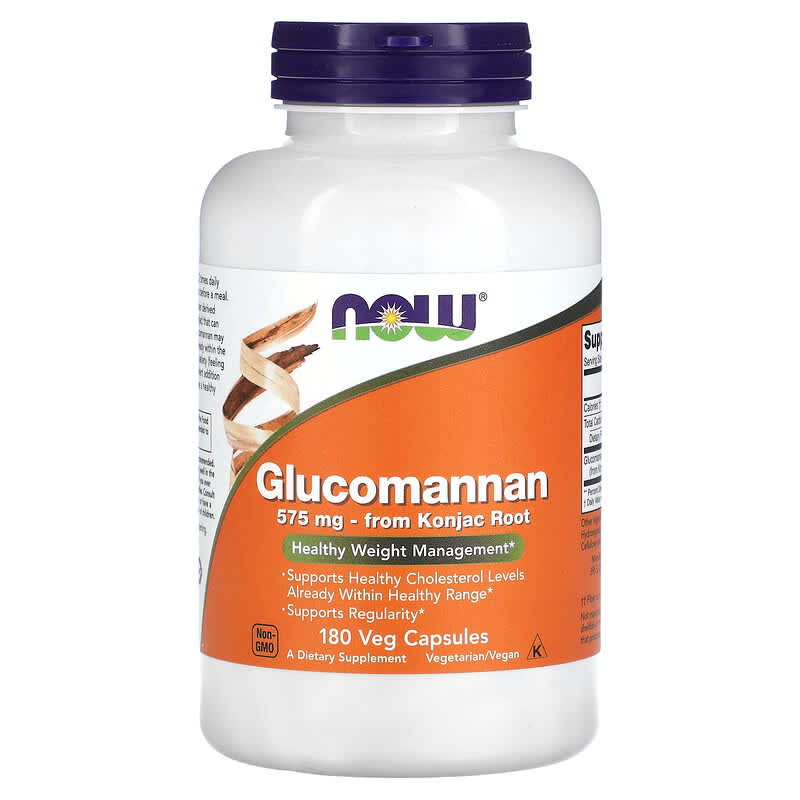 NOW Foods Glucomannan 575 mg 180 Veg Capsules 733739065124
