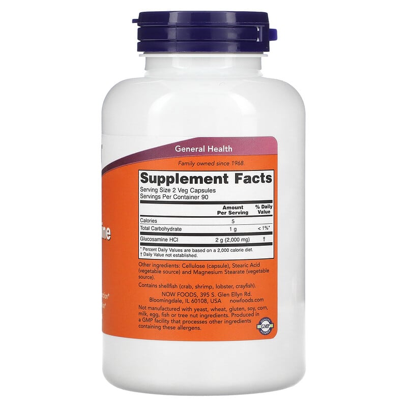 NOW Foods, Glucosamine 1000, 180 Veg Capsules 733739032393
