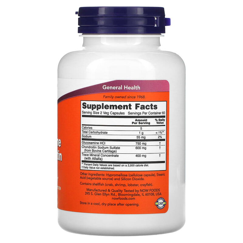 NOW Foods, Glucosamine & Chondroitin, 120 Veg Capsules 733739032287
