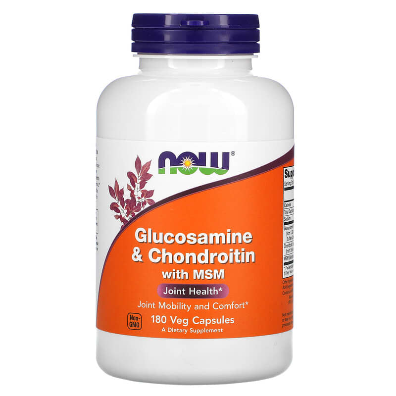 NOW Foods Glucosamine & Chondroitin with MSM 180 Veg Capsules 733739031723