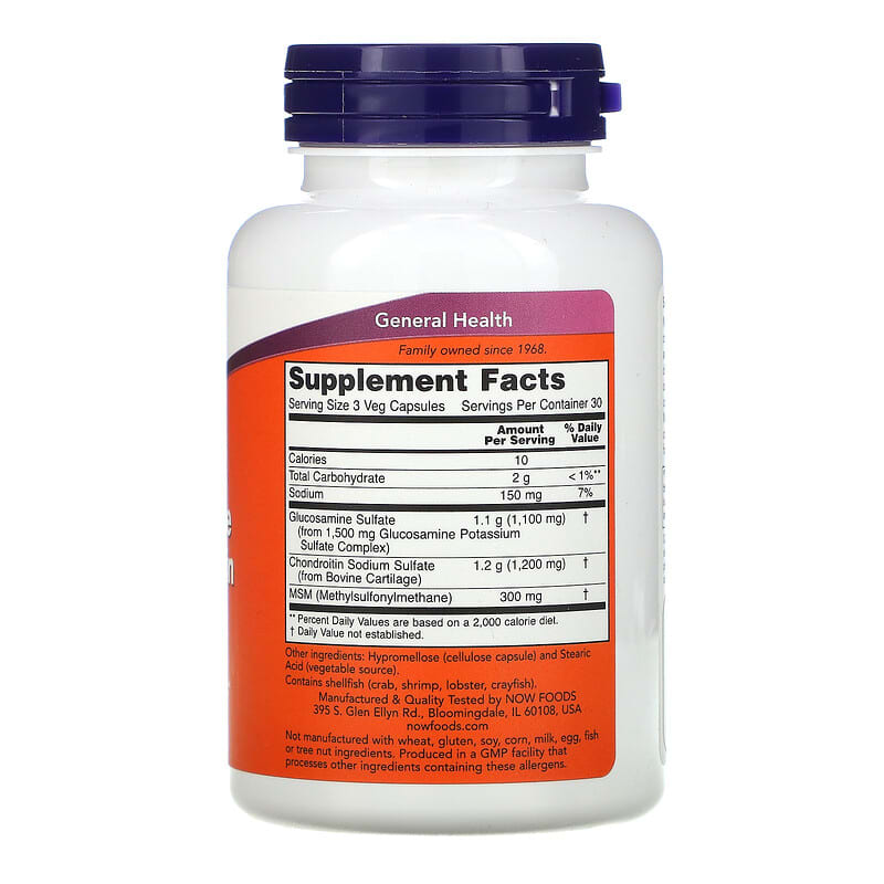 NOW Foods, Glucosamine & Chondroitin with MSM, 90 Capsules 733739031709