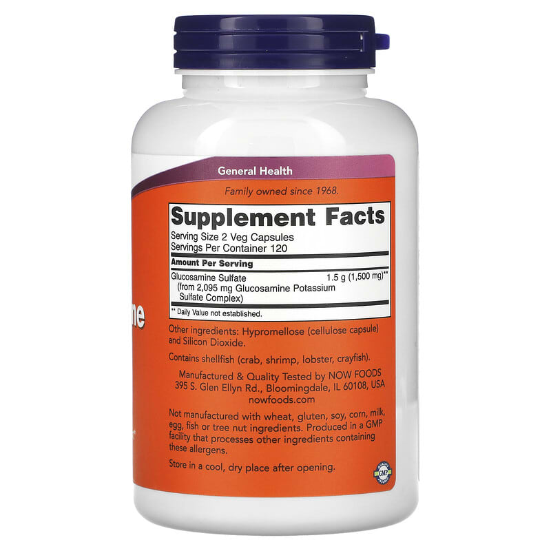 NOW Foods, Glucosamine Sulfate, 750 mg, 240 Veg Capsules 733739032386