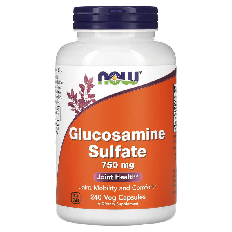 NOW Foods Glucosamine Sulfate 750 mg 240 Veg Capsules 733739032386
