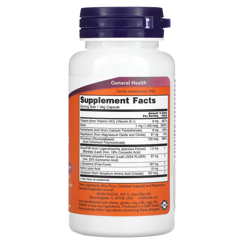 NOW Foods, Glucose Metabolic Support, 90 Veg Capsules 733739033185