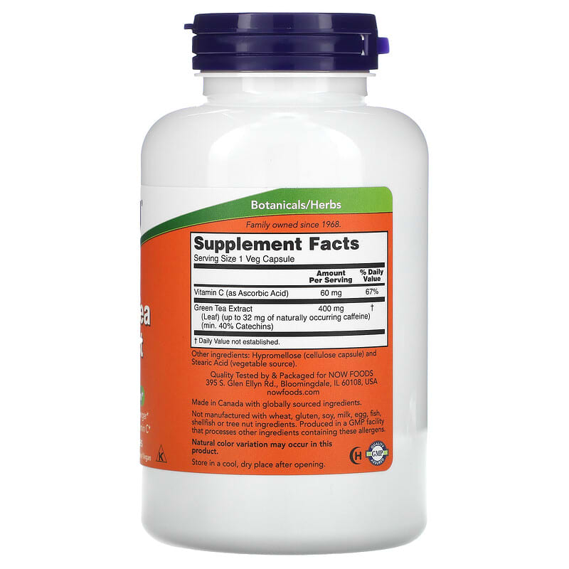 NOW Foods, Green Tea Extract, 400 mg, 250 Veg Capsules 733739047069
