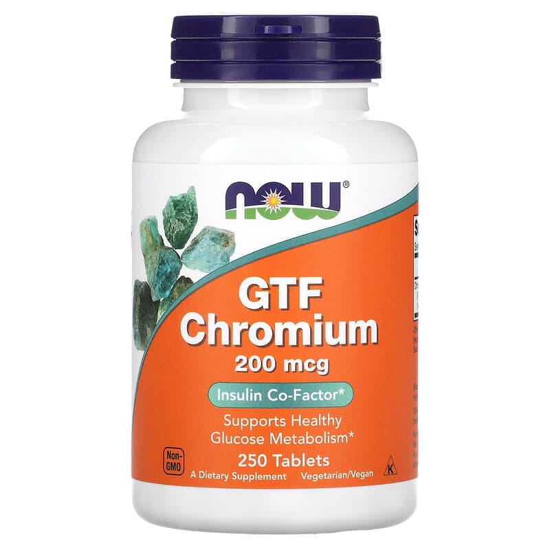 NOW Foods GTF Chromium 200 mcg 250 Tablets 733739014320