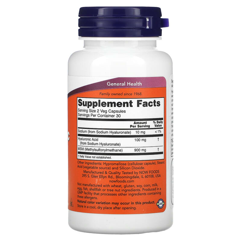 NOW Foods, Hyaluronic Acid, 50 mg, 60 Veg Capsules 733739031563