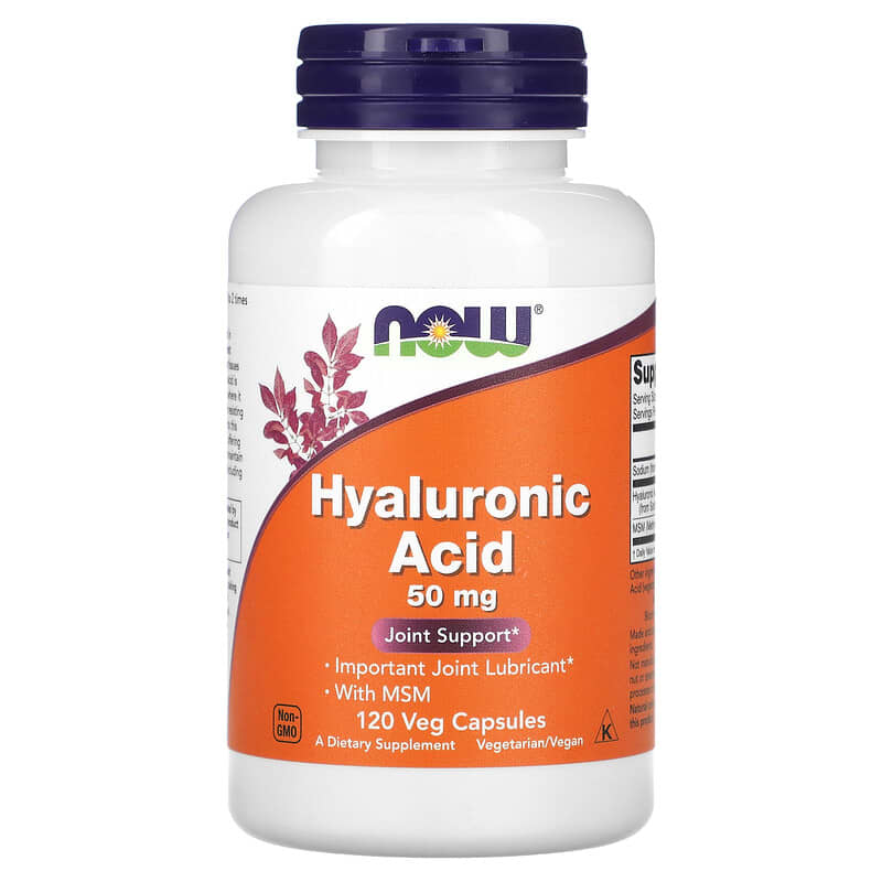 NOW Foods Hyaluronic Acid With MSM 50 mg 120 Veg Capsules 733739031570