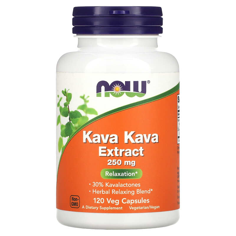 NOW Foods Kava Kava Extract 250 mg 120 Veg Capsules 733739047175