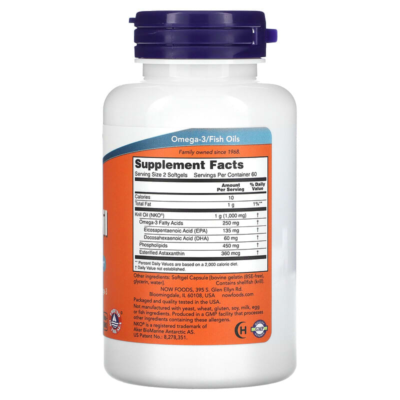 NOW Foods, Krill Oil, 500 mg, 120 Softgels 733739016263