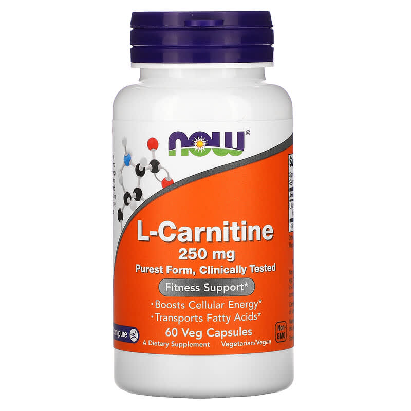 NOW Foods L-Carnitine 250 mg 60 Veg Capsules 733739000620