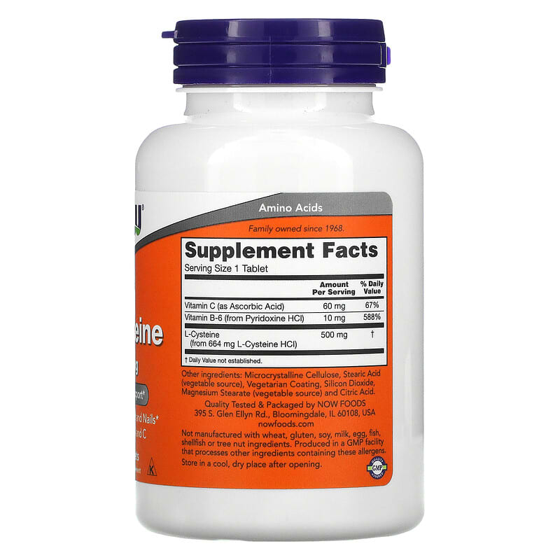 NOW Foods, L-Cysteine, 500 mg, 100 Tablets 733739000774