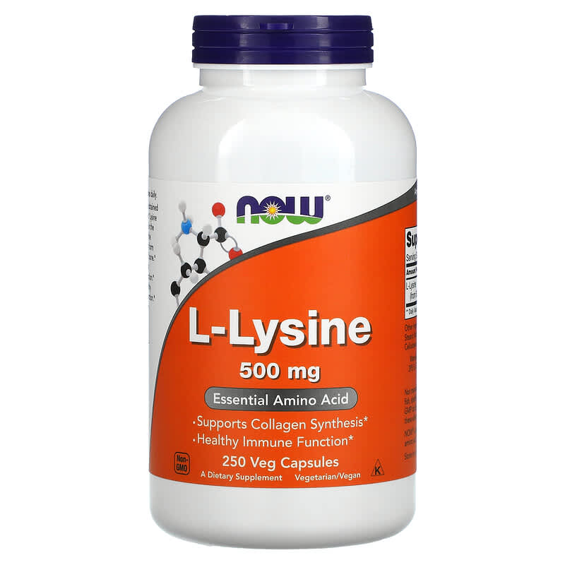 NOW Foods L-Lysine 500 mg 250 Veg Capsules 733739001122