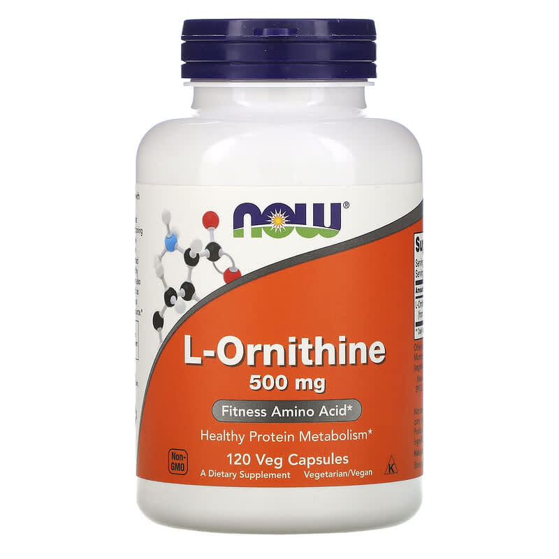 NOW Foods L-Ornithine 500 mg 120 Veg Capsules 733739001221