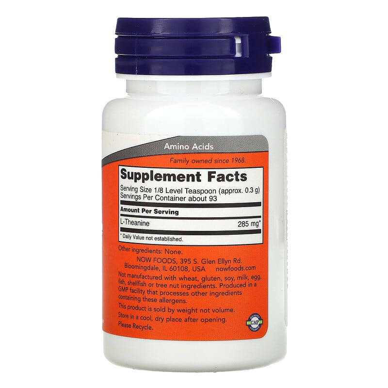 NOW Foods, L-Theanine Pure Powder, 1 oz (28 g) 733739002624