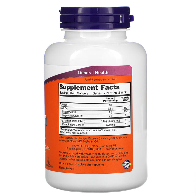 NOW Foods, Lecithin, 1200 mg, 100 Softgels 733739022103