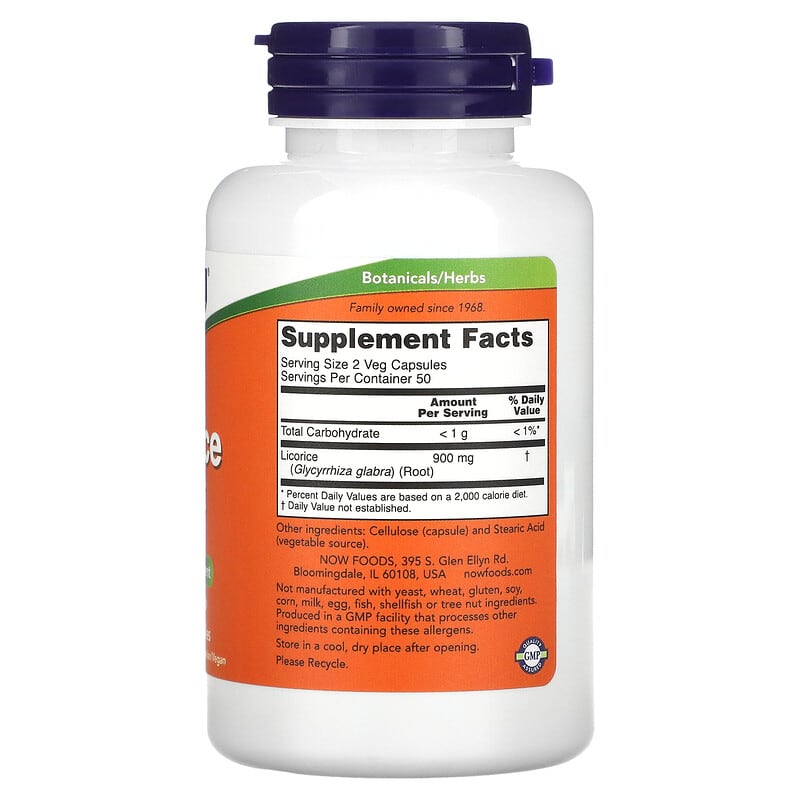 NOW Foods, Licorice Root, 225 mg, 100 Veg Capsules 733739047182