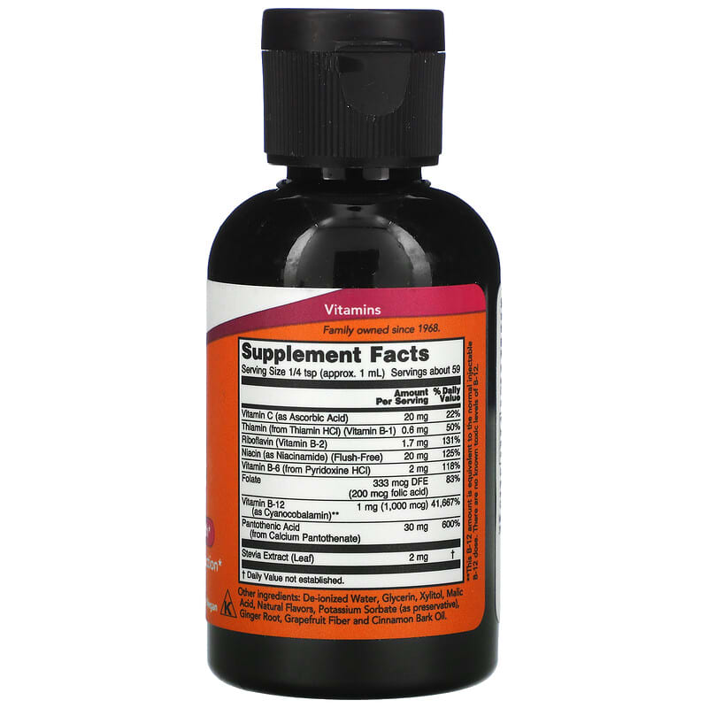NOW Foods, Liquid B-12, B-Complex, 2 fl oz (59 ml) 733739004642