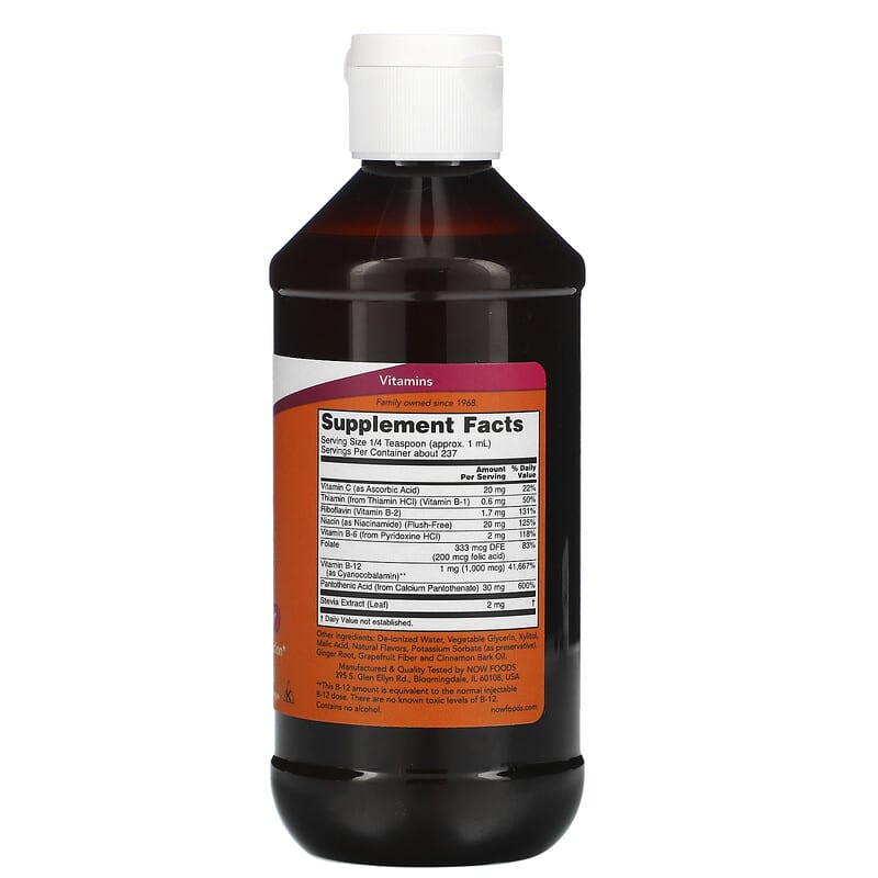 NOW Foods, Liquid B-12, B-Complex, 8 fl oz (237 ml) 733739004659