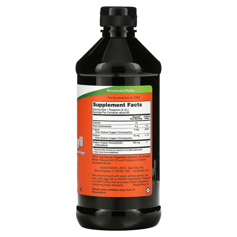 NOW Foods, Liquid Chlorophyll, Natural Mint , 16 fl oz (473 ml) 733739026446