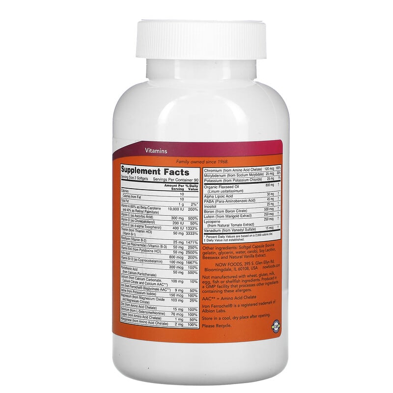 NOW Foods, Liquid Multi Gels, 180 Softgels 733739038173