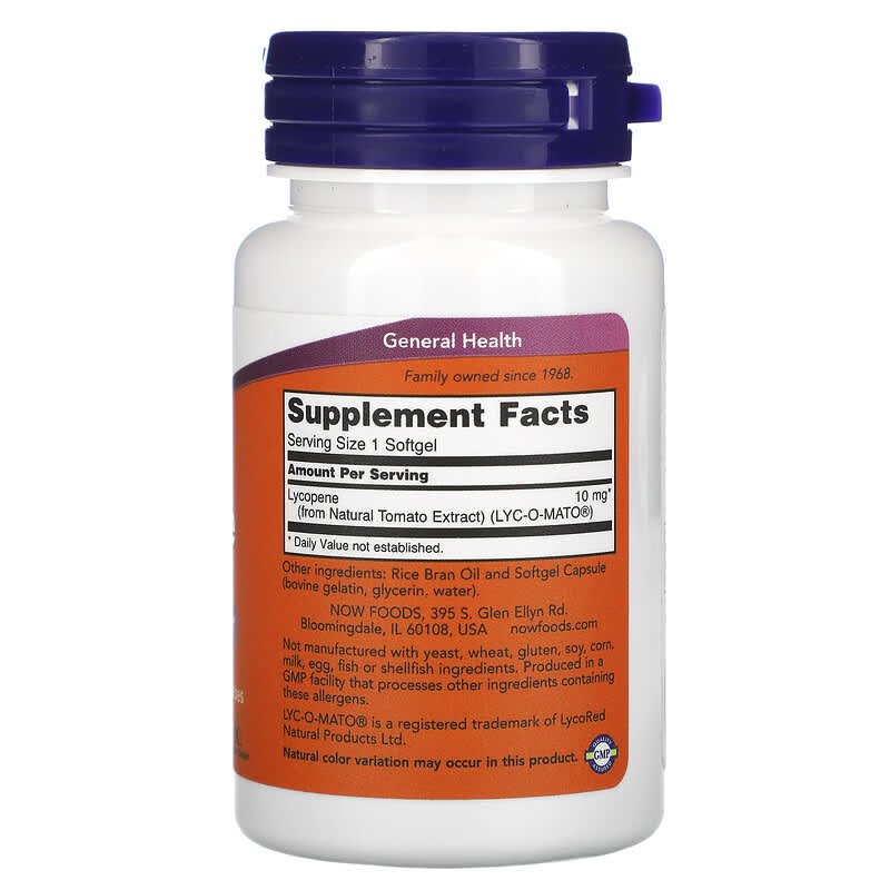 NOW Foods, Lycopene, 10 mg, 60 Softgels 733739030603