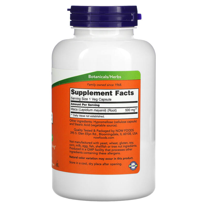 NOW Foods, Maca, 500 mg, 250 Veg Capsules 733739047625