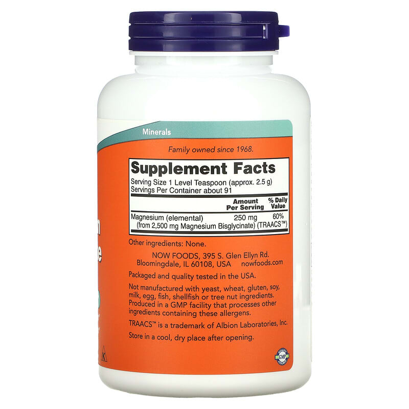 NOW Foods, Magnesium Bisglycinate Powder, 8 oz (227 g) 733739012999