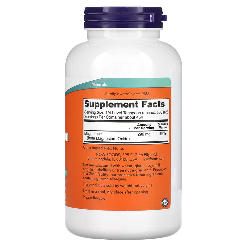 NOW Foods, Magnesium Oxide Pure Powder, 8 oz (227 g) 733739013101