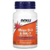 NOW Foods Mega D-3 & MK-7 180 mcg (5,000 IU) 60 Veg Capsules 733739003843