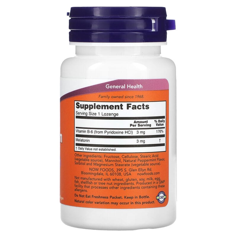 NOW Foods, Melatonin, 3 mg, 180 Lozenges 733739032591