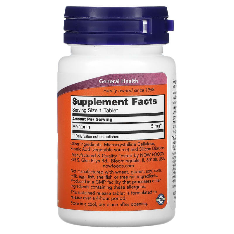 NOW Foods, Melatonin, 5 mg, 120 Tablets 733739035547