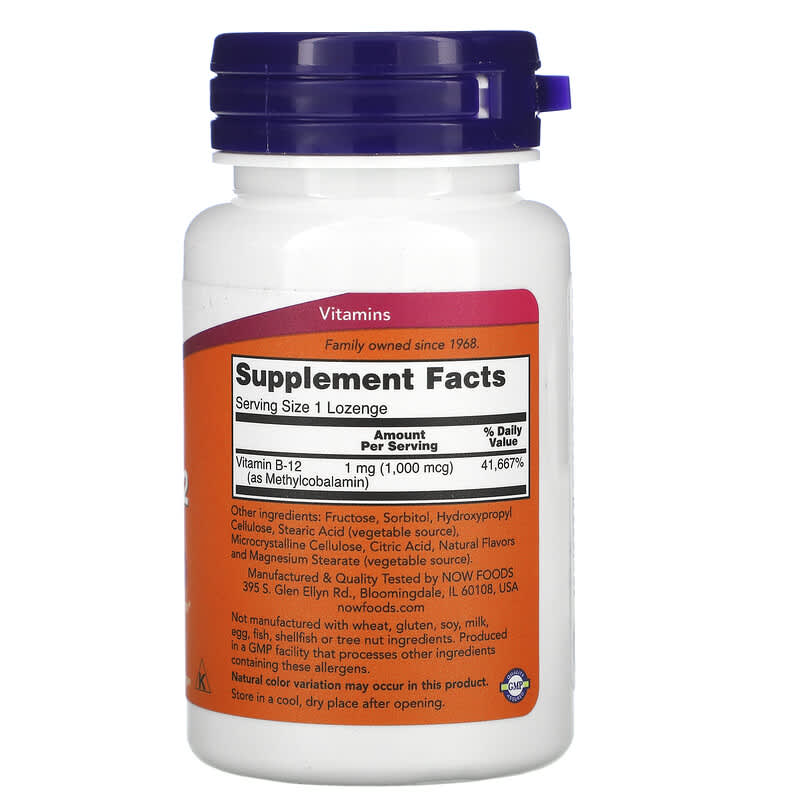 NOW Foods, Methyl B-12, 1,000 mcg, 100 Lozenges 733739004956