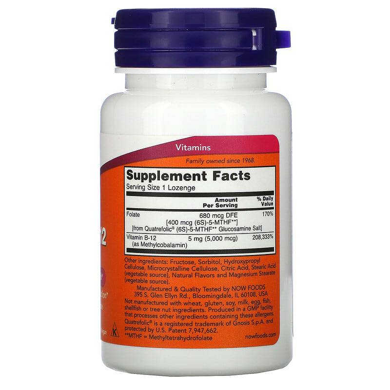 NOW Foods, Methyl B-12, 5000 mcg, 120 Lozenges 733739004932