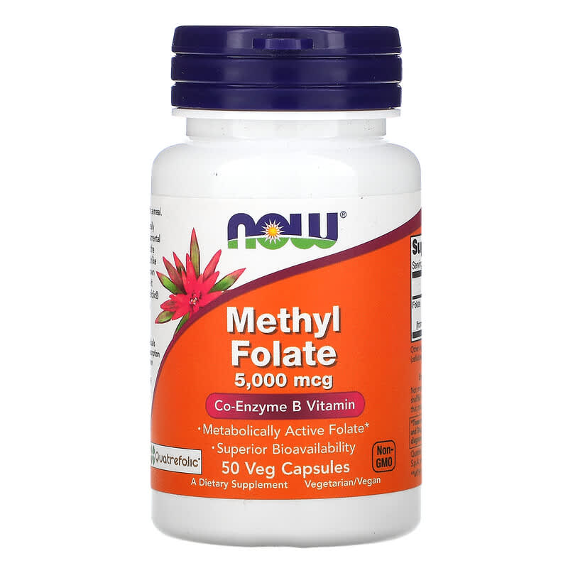 NOW Foods Methyl Folate 5,000 mcg 50 Veg Capsules 733739005021