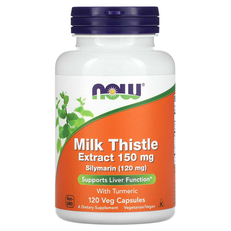 NOW Foods Milk Thistle Extract with Turmeric 150 mg 120 Veg Capsules 733739047373