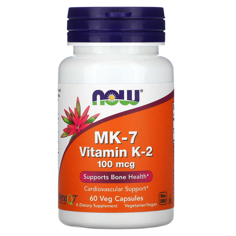 NOW Foods MK-7 Vitamin K-2 100 mcg 60 Veg Capsules 733739009920