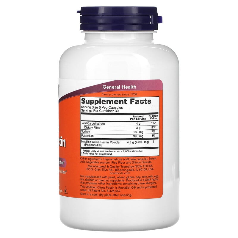 NOW Foods, Modified Citrus Pectin, 800 mg, 180 Veg Capsules 733739030757