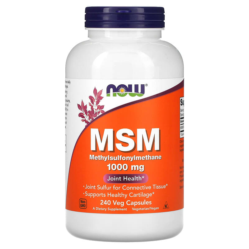NOW Foods MSM 1,000 mg 240 Veg Capsules 733739021212
